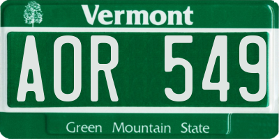 VT license plate AOR549