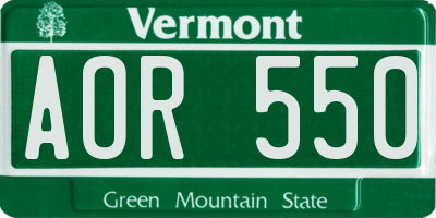 VT license plate AOR550