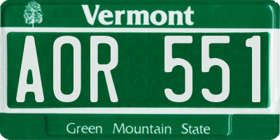 VT license plate AOR551