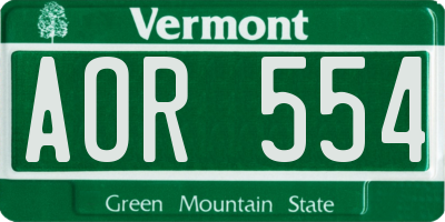 VT license plate AOR554