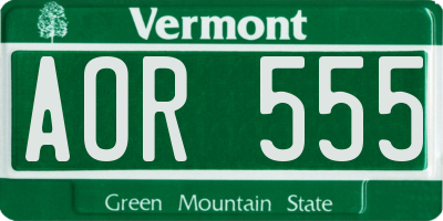 VT license plate AOR555