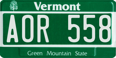 VT license plate AOR558