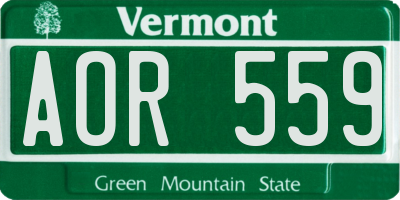 VT license plate AOR559