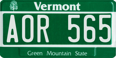 VT license plate AOR565