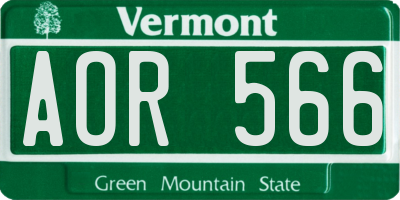 VT license plate AOR566