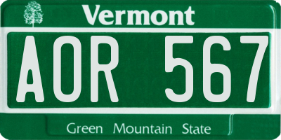 VT license plate AOR567