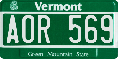VT license plate AOR569