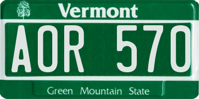 VT license plate AOR570