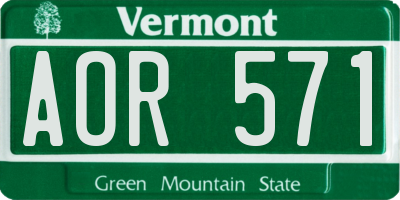 VT license plate AOR571