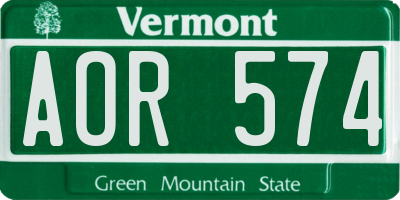 VT license plate AOR574