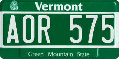 VT license plate AOR575