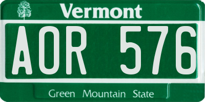 VT license plate AOR576
