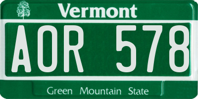 VT license plate AOR578
