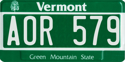 VT license plate AOR579