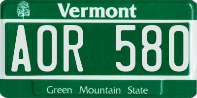 VT license plate AOR580