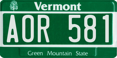 VT license plate AOR581