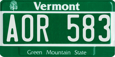 VT license plate AOR583