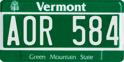 VT license plate AOR584