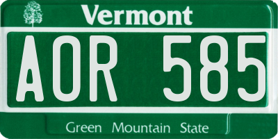 VT license plate AOR585