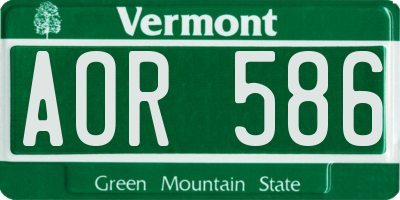 VT license plate AOR586