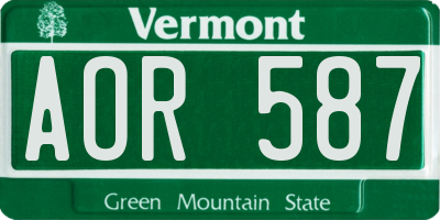 VT license plate AOR587
