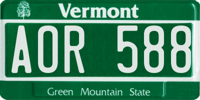 VT license plate AOR588
