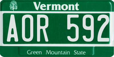 VT license plate AOR592
