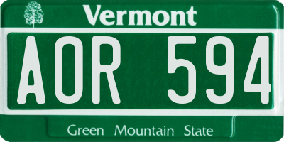 VT license plate AOR594