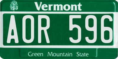 VT license plate AOR596