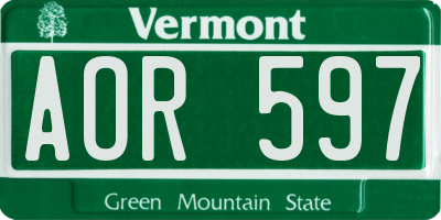 VT license plate AOR597