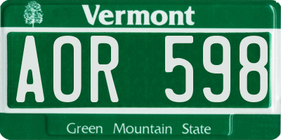 VT license plate AOR598