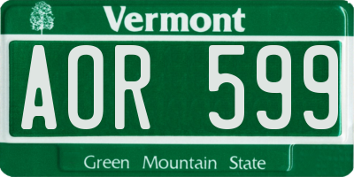 VT license plate AOR599