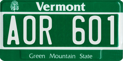 VT license plate AOR601