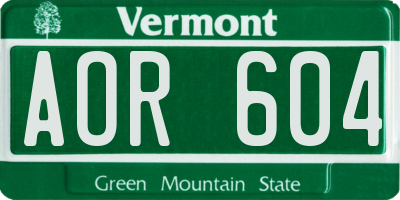 VT license plate AOR604