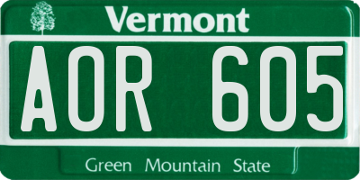 VT license plate AOR605