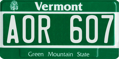 VT license plate AOR607
