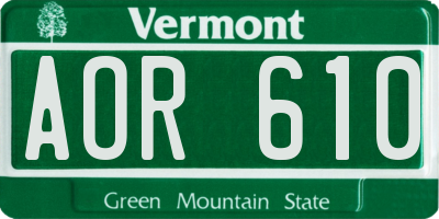 VT license plate AOR610
