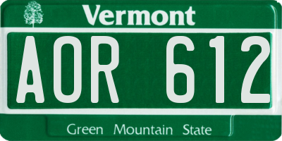 VT license plate AOR612