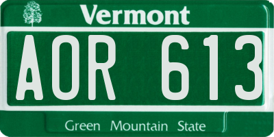 VT license plate AOR613