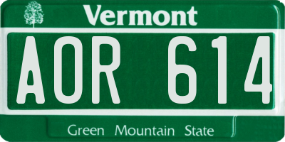 VT license plate AOR614