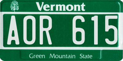 VT license plate AOR615