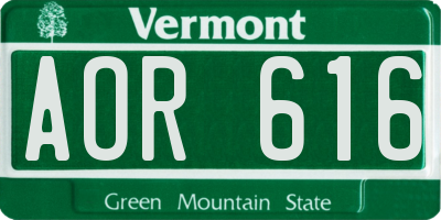 VT license plate AOR616