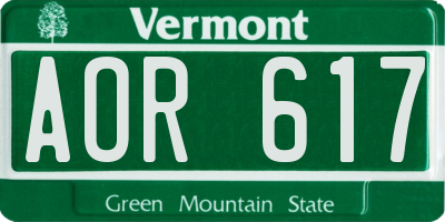 VT license plate AOR617