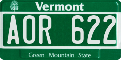VT license plate AOR622