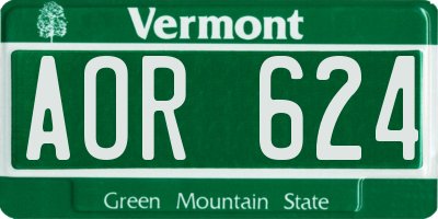 VT license plate AOR624