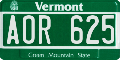 VT license plate AOR625