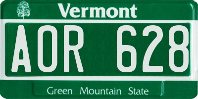 VT license plate AOR628