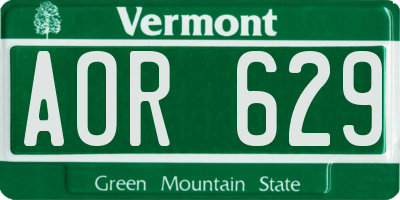VT license plate AOR629