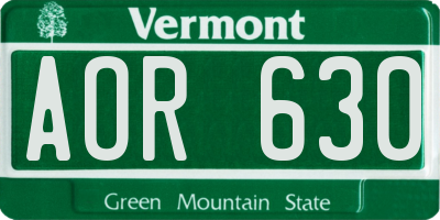 VT license plate AOR630