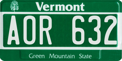 VT license plate AOR632